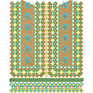 Colorful Geometric Floral Front Panel Embroidery Design