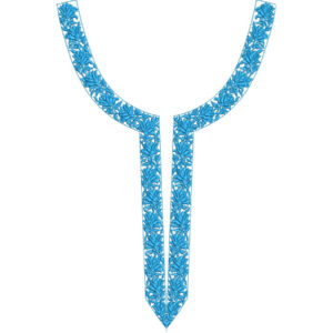 Elegant Blue Floral Keyhole Neckline Embroidery Design
