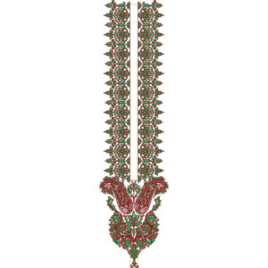 Elegant Traditional Floral Vine Neckline Embroidery Design