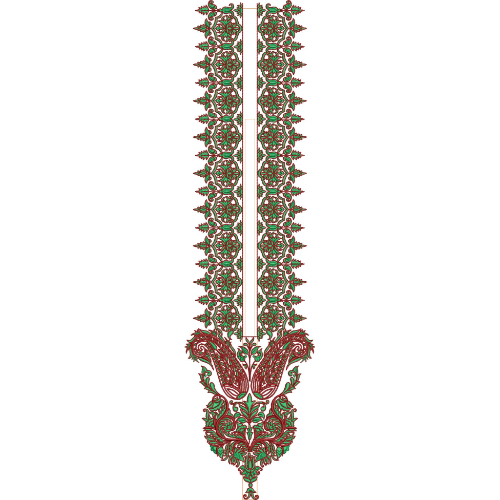 Elegant Traditional Floral Vine Neckline Embroidery Design