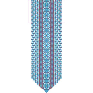 Elegant Blue Geometric Floral Panel Neckline Embroidery Design