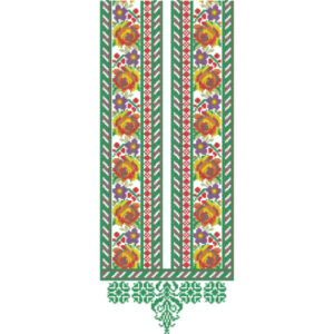 Elegant Floral Geometric Panel Neckline Embroidery Design