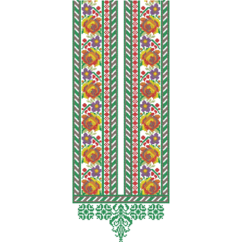 Elegant Floral Geometric Panel Neckline Embroidery Design