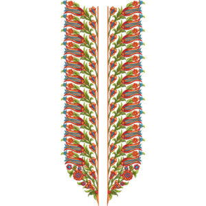 Elegant Colorful Floral Vine V-Neck Embroidery Design