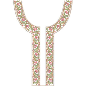 Elegant Floral Vine Keyhole Neckline Embroidery Design