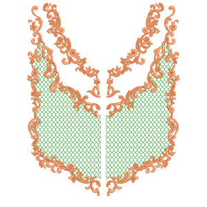 Elegant Orange Lace V-Neck Embroidery Design