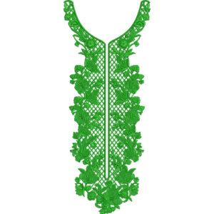 Elegant Green Floral Lace Keyhole Neckline Embroidery Design