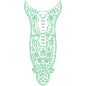 Elegant Mint Green Floral Keyhole Neckline Embroidery Design