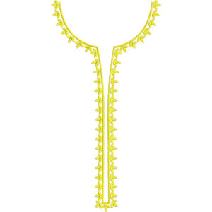 Elegant Yellow Leaf Vine Keyhole Neckline Embroidery Design