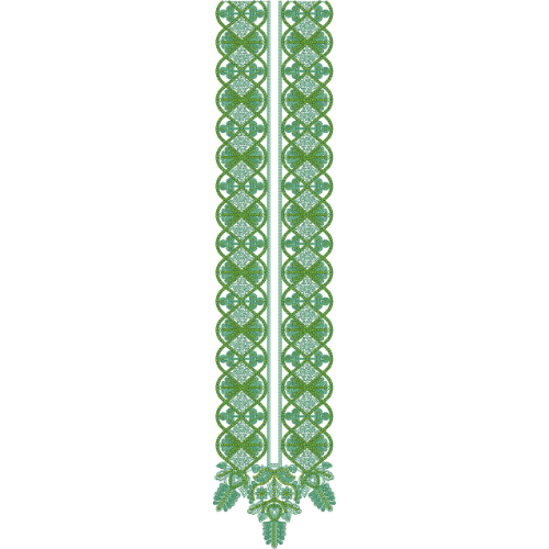 Elegant Green Geometric Lace Keyhole Neckline Embroidery Design