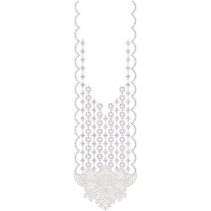 Elegant White and Silver Floral Lace Neckline Embroidery Design