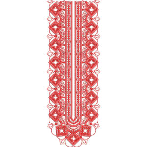 Elegant Red Geometric U-Shaped Neckline Embroidery Design