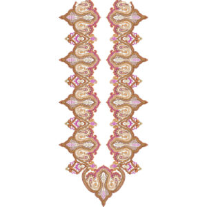 Elegant Paisley Ornamental Keyhole Neckline Embroidery Design