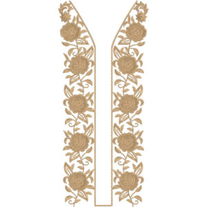 Elegant Gold Rose Floral Open Neckline Embroidery Design
