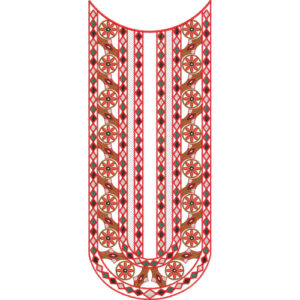 Elegant Red Geometric Floral U-Neckline Embroidery Design