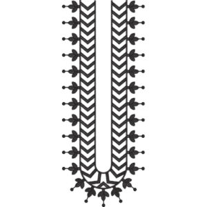 Elegant Black Chevron Leaf U-Neckline Embroidery Design