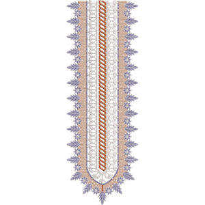 Elegant Blue and Gold Geometric Floral U-Neckline Embroidery Design