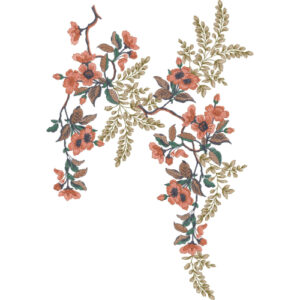 Elegant Peach Floral Vine Asymmetrical Neckline Embroidery Design