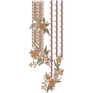 Elegant Floral Border and Vine Embroidery Neckline Design