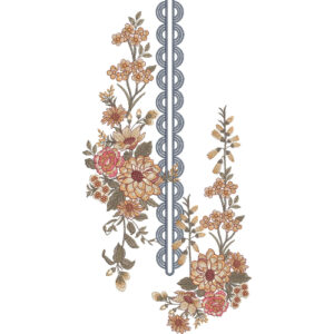 Elegant Floral Vine and Loop Border Embroidery Neckline Design