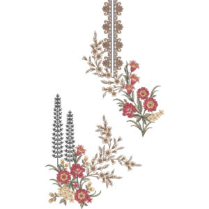 Elegant Floral Vine and Vertical Border Embroidery Neckline Design