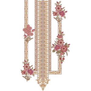 Elegant Floral Geometric Panel Embroidery Neckline Design