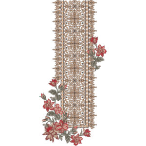 Elegant Floral Scrollwork Border Embroidery Neckline Design
