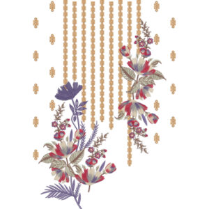 Elegant Floral Vine and Hanging Border Embroidery Neckline Design