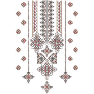 Elegant Geometric Floral Medallion Embroidery Neckline Design