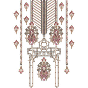 Elegant Geometric Paisley and Ornamental Embroidery Neckline Design