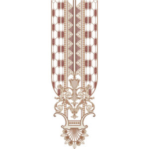 Elegant Geometric Honeycomb and Ornamental Urn Embroidery Neckline Design