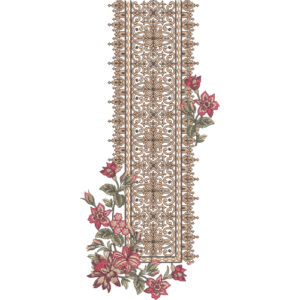Elegant Floral Scrollwork Border Panel Embroidery Design