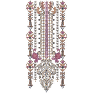 Traditional Ornate Floral Medallion Neckline Embroidery Design