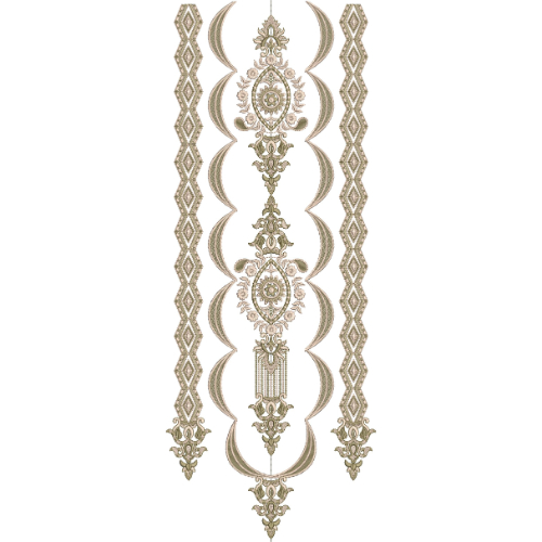 Elegant Ornate Medallion Border Neckline Embroidery Design