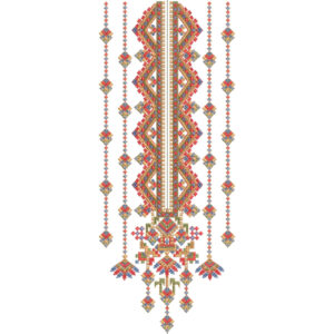 Traditional Geometric Diamond Motif Neckline Embroidery Design