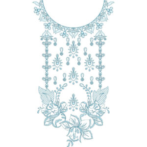 Elegant Floral Pendant Neckline Embroidery Design