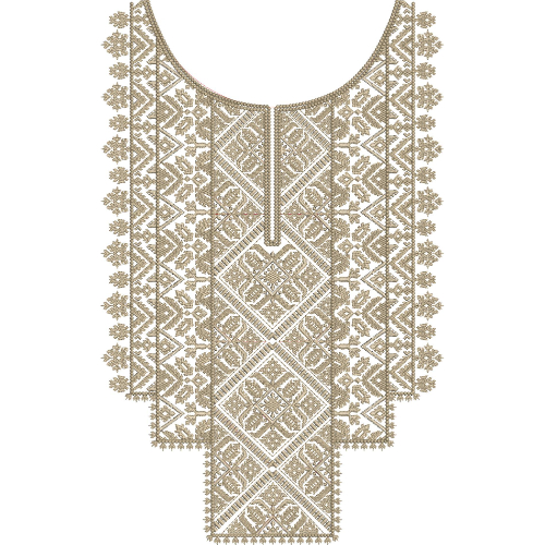 Elegant Geometric Diamond Lattice Neckline Embroidery Design