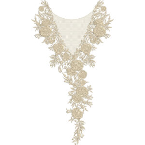 Elegant Cascading Rose Floral V-Neck Embroidery Design