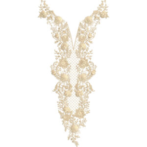 Elegant Floral Vine V-Neck Lace Embroidery Design