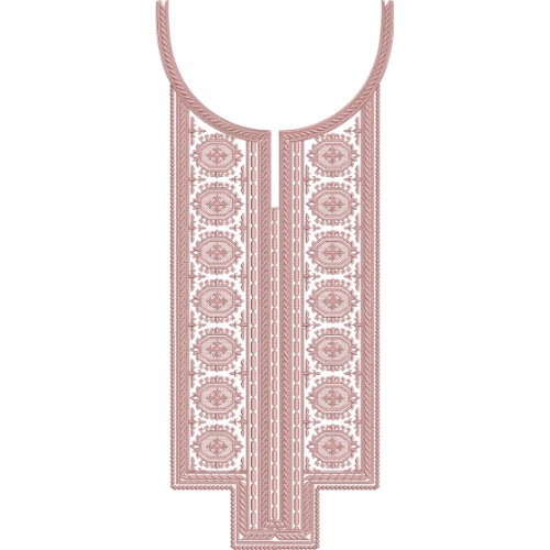 Elegant Geometric Oval Panel Neckline Embroidery Design