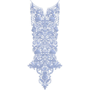 Elegant Floral Scrollwork Ornamental Neckline Embroidery Design