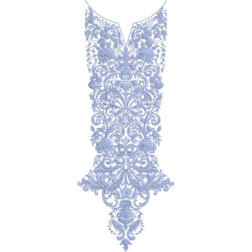 Elegant Floral Scrollwork Ornamental Neckline Embroidery Design
