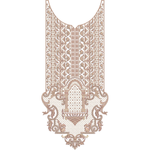 Elegant Geometric Archwork Ornamental Neckline Embroidery Design