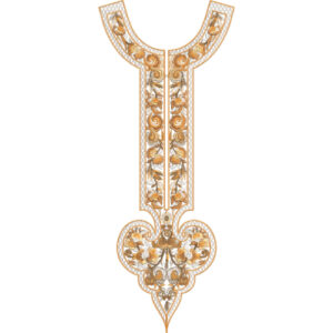 Elegant Floral Scrollwork Y-Neckline Embroidery Design