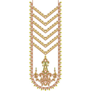 Elegant Chevron Floral Border Neckline Embroidery Design
