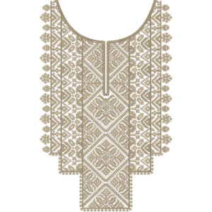Elegant Geometric Diamond Panel Neckline Embroidery Design