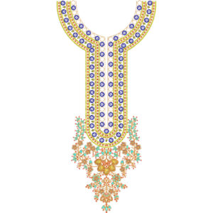 Elegant Multicolor Floral U-Neckline Embroidery Design