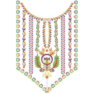 Colorful Floral Leaf Pattern Embroidery Neckline Design