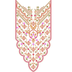 Elegant Traditional Geometric Floral Neckline Embroidery Design