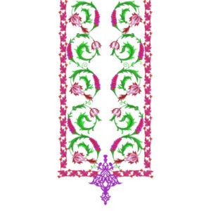 Elegant Pink Floral Vine Border Embroidery Design
